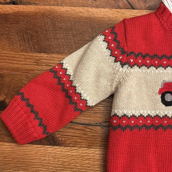 Janie and Jack Firetruck Sweater and Oxford underneath NWT - Picture 5 of 12